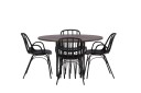 Venture Home Stone Spisegruppe 120 cm Rund med 4 Dyrön Stoler Sort