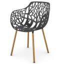 Fast Forest Stol med armlener Iroko/Dark Blue