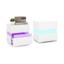 LED nattbordsett med skuffer – moderne hvitt design