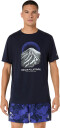Asics Men"s Fujitrail Logo Short Sleeve Top Midnight/Cobalt Burst/Cool Grey L