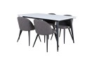 Venture Home Jimmy Spisegruppe 150 cm Rektangulær med 4 Velvet Stoler Sort