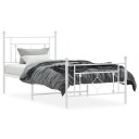 vidaXL Sengeramme i metall med hode- og fotgavl hvit 100x190 cm 8721012249332
