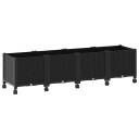 vidaXL Hagekrukke med hjul Svart 160 x 40 x 44 cm PP