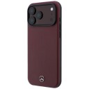 Mercedes Iconic Line skinnetui m/delvis omslag, MagSafe til iPhone 18 Pro/17 Pro Burgunder