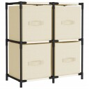vidaXL Oppbevaringsskap med 4 stoffkurver kremhvit 63x30x71 cm stål