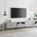 vidaXL TV-benk med skuff grå sonoma 200x25x44 cm konstruert tre 8721012340428