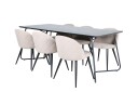 Venture Home Petra Spisegruppe 190 cm Rektangulær med 6 Velvet Stoler Beige
