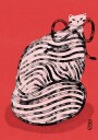 Whimsical Red Striped Cat Plakat / 100x150