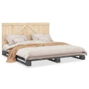  Sengeramme med hodegavl grå 200x200 cm heltre furu 3281567