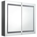 vidaXL LED-speilskap til bad blank grå 80x12x68 cm