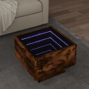 Sidebord LED røkt eik 40x40x30 cm konstruert tre 847501