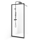 Cassøe New York dusjvegg 125 cm klart glass svart profil