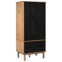 vidaXL Garderobeskap med dør OTTA Svart 76,5 x 53 x 172 cm Heltre furu