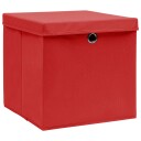 vidaXL Oppbevaringsbokser med deksler 10 stk 28x28x28 cm rød