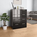 vidaXL Skjenk høyglans svart 60x35x80 cm sponplate