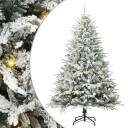  Kunstig forhåndsbelyst juletre med kule sett grønn 210 cm