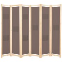 vidaXL Romdeler 6 paneler brun 240x170x4 cm stoff