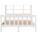  Seng med bokhylle uten madrass hvit 160x200 cm heltre furu 8721158604965