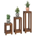vidaXL Planteholder 3 stk. Naturlig 25 x 25 x 80 cm Massivt Teaktre