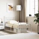 vidaXL Sengeramme i metall med hode- og fotgavl hvit 90x190 cm 8720845883768