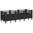 Plantekasse med plugger svart 123,5x43,5x43,5 cm PP