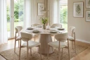 Molly spisestol i tre med stoffsete - Whitewash/Beige