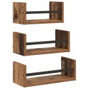  Vegghyllesett 3 pcs Gamle tre 40x16x14cm Konstruert tre