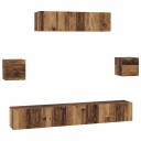  TV benksett 7 pcs Gammelt tre 80 x 30 x 30 cm Konstruert tre