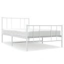 vidaXL Sengeramme i metall med hode- og fotgavl hvit 100x200 cm