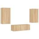 vidaXL Vegghengte TV-benker med LED 3 stk sonoma eik 8721012472914
