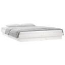 vidaXL Sengeramme LED hvit 135x190 cm 4FT6 Double heltre