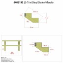 Trappevange PLUS Trinndybde 25cm med Beslag Høyde: 340 mm, 2-Trinn
