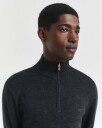 Gant Ekstra fin merinoullgenser med halv glidelås DARK CHARCOAL MELANGE S