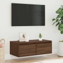  TV-benk med LED-lys brun eik 75x35,5x25 cm 8721158663481