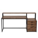 Brunt skrivebord 160x50cm med skjermhylle og hurts / arbeidsbord / dataskrivebord / kontorpult
