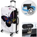 Hardskallkoffert 66L, sommerfugldesign, ABS-plast