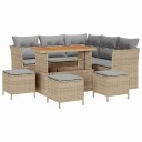 vidaXL Hagesofa Set 9 stk. 5-Antall seter Beige og lys grå polyrotting