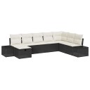  Hagesofa Set med pute 8 pcs Svart Poly rattan