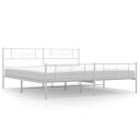  Sengeramme i metall med hode  og fotgavl hvit 193x203 cm