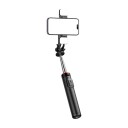Hurtel Selfiestang Wc13yds Teleskopisk Stativ 1,3 M Med Dobbel Lampe Og Telefonholder - Svart
