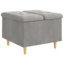 vidaXL Oppbevaringsottoman med pute Lysegrå 60 x 60 x 45 cm Fløyel