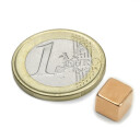 Kjøp kobber-belagt neodym kubemagnet 7 mm | Styrke 1,6 kg