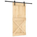 vidaXL Skyvedør Naturlig og svart 95 x 210 cm Massiv Furu Tre