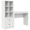 vidaXL Skrivebord med skuff med hylle med lagring 2 pcs Hvit