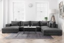 Dubai stor U sofa modul med divan venstre fløyel ekstra dyp   Mørkegrå