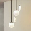 Lucande hengelampe Lunelle hvit/svart glass 4 lyskilder Ø 40cm
