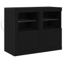  Sidekabinetter med LED lys 2 stk Svart Eik 41x37x67 cm