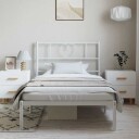  Sengeramme i metall med hodegavl hvit 100x200 cm 8721012048669