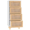 vidaXL Skjenk hvit 40x30x90 cm heltre furu og naturrotting