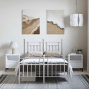 vidaXL Sengeramme i metall med hode- og fotgavl hvit 135x190 cm 8720845883836